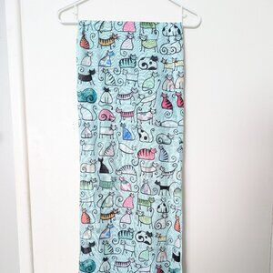 Cat Doodle Print Sheer Wrap Scarf